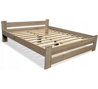 Lit en bois complet avec cadre, lit pour seniors et lit pour adolescents, lit en pin avec tête de lit haute, 140x200 cm bas