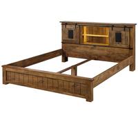 Lit en Bois de Manguier/Bois de récupération Naturel laqué Railway LUX - Différentes Dimensions, Couleur:Nature laqué, Mesure:200x200 cm