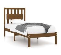 Lit en bois de pin massif, 100 x 200 cm, marron miel, robuste et durable, pour chambre à coucher, aspect bois naturel, montage facile, idéal pour les petits espaces