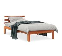 Lit en bois de pin massif, 100 x 200 cm, sans matelas, marron cire, durable et stable, pour chambre à coucher, aspect naturel, montage facile