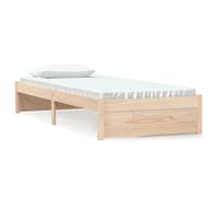 Lit en bois de pin massif naturel 75 x 190 cm - Cadre rustique non traité avec lattes de contreplaqué, idéal pour les petites chambres, adolescents et adultes (0,6 m, petit simple)