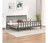 Lit en bois massif avec tête de lit Gris 200x200 cm pin