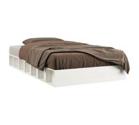 Lit en bois massif blanc 75 x 190 cm, structure en pin naturel avec lattes en contreplaqué, design bas et compact (21 cm), idéal pour les petits espaces, montage requis