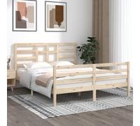Lit en Bois Massif, Cadre de Lit 160x200 cm en Pin Naturel, Structure Renforcée avec Latte en Contreplaqué, Design Moderne, pour Chambre Adulte, Deux Places, 160 x 200 cm
