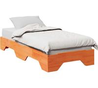 Lit en bois massif sans matelas Empilable brun cire 75x190 cm