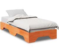Lit en bois massif sans matelas Empilable brun cire 80x200 cm