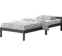 Lit en bois Nakkila Cadre de lit 90x200 cm Lit simple avec tête de lit Lit d'adolescent Lit d'invité Bois de pin gris foncé [en.casa]