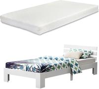 Cadre de Lit Simple Nivala à Matelas à Mousse à Froid Pin 120 x 200 cm Blanc [en.casa]