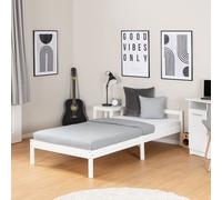 Lit en Bois Simple Enfant 90x200 Cadre de Sommier à Lattes Blanc Homestyle4u