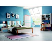 Lit en bois véritable Bureau Armoire Nouveau set complet de 5 pièces en bois Chambre à coucher
