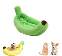 Lit en forme de banane pour chien, chat et chien - Créatif, confortable et lavable - Avec coussin amovible (vert, 85 x 55 x 15 cm)