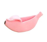 Lit en forme de bateau banane mignon lit chaud portable pour animal domestique panier d'hiver fournitures coussin niche banane intérieur chaud chaton banane grotte chien forme mignonne feutre indo