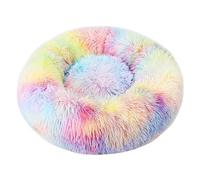 Lit en forme de beignet - Nid rond en peluche pour animal de compagnie, coussin chaud en coton PP, coussin confortable d'hiver | Havre de couchage pour chats et chiens de petite, moyenne et grande