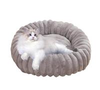 Lit en forme de donut pour chien - Lit rond en peluche douce en forme de beignet pour chat - Lit antidérapant pour petit animal de compagnie | Lavable et antidérapant - Literie confortable et