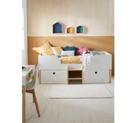 Lit en hauteur avec rangements GRANDE OURSE blanc / bois 90X190