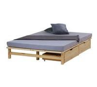 Homestyle4u Lit en palette 140x200 cm – Sommier à lattes – 2 tiroirs