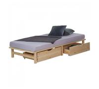 Homestyle4u Lit en palette 90x200 cm avec 2 tiroirs – sommier à lattes – marron