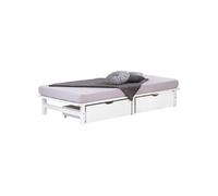 Homestyle4u Lit en palette Blanc 90x200 cm avec 2 tiroirs sommier à Lattes