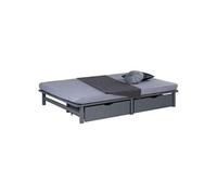 Lit en palette gris140x200 cm avec 2 tiroirs sommier à lattes