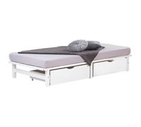 Homestyle4u Lit en palette blanc 90×200 cm – Sommier à lattes, 2 tiroirs
