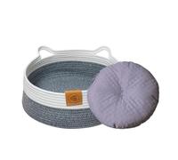 Lit En Panier Pour Chat - Corde De Coton Lavable Tressée Avec Tapis | Lit De Sommeil Pour Animaux Et Panier Rond Pour Chat,Pour Chaton Chiot Lapin Animal Toutes Saisons Chambre Salon Dortoir Jouet Ran
