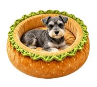 Lit en peluche pour chien - Nid interactif en forme de hamburger | Lit chaud teckel pour petit chaton chiot salon chambre balcon jeu