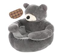 Lit en Peluche pour Chien Ours avec Bras, Ultra Doux Chauds Non glissé en Peluche de câlins nid de Compagnie, canapé de Chiot de Chat Moelleux Confortable - Ours câlin câlin (Grey+Mat,M)
