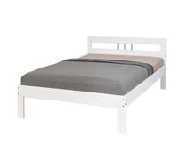 Lit en pin massif coloris blanc, couchage 140x200 - longueur 145 x profondeur 205 x hauteur 72 cm