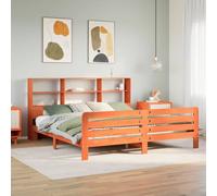 Lit en pin massif sans matelas brun cireux 180x200