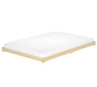 Lit en pin très bas, base idéale pour combiner avec futon, surface 140x200
