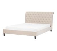 Lit en tissu polyester beige 180x200 REIMS - BELIANI - Classique - Intemporel - A lattes