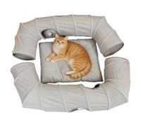 Lit en Tunnel pour Chat Grotte rectangulaire pour chat avec 4 entrées
