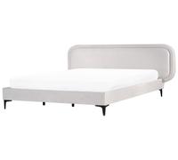 Lit en Velours Moderne 180 x 200 cm Appui-Tête Cadre Tapissé Gris Clair Suzette