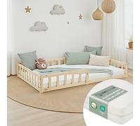 Lit enfant 120x200 matelas et sommier à lattes lit en bois naturel Homestyle4u