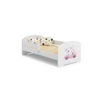 Lit enfant 140x70 cm + sommier + matelas + barrière de sécurité- le chaton rose