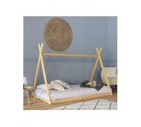 Lit tipi VALENTIN pour enfant, de dimensions 190x90cm, avec sommier à lattes - Design ludique, structure en bois, facile à monter - Parfait pour une chambre d'enfant imaginative et accueillante.