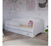 Lit enfant 70x140 EMMA - Blanc/gris - Avec sommier et tiroir lit