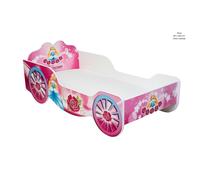 Kids Collective Carrosse Lit pour Enfant Fille 80x160 cm | 70x140 cm avec Protection Anti-Chute et Matelas | Lit de Jeu Princesse pour Enfant 80x160 cm