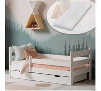 Kids Collective Lit pour enfant - 80 x 160 cm - Avec protection anti-chute, tiroir et matelas - Kit complet - 80 x 160 cm - Pour enfant et adolescent - Blanc