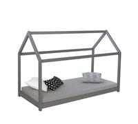 Lit enfant 80x160 gris cabane matelas