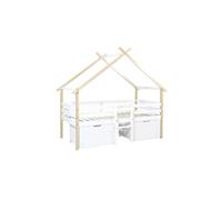Lit enfant 90 x 190 cm bois de pin blanc sommier à lattes inclus et 2 tiroirs - Sienna