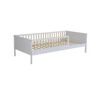 Lit enfant 90 x 190 cm pin naturel sommier à lattes inclus blanc - Elio