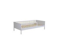 sweeek - Lit Enfant 90 x 190 cm pin Naturel sommier à Lattes Inclus Blanc - Elio
