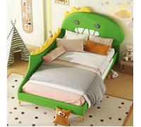 Lit enfant 90 x 200 cm en forme de dinosaure de dessin animé. vert