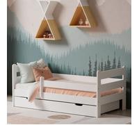 Kids Collective Lit pour enfant 90 x 200 cm - Avec protection anti-chute et tiroir - Pin solide - 90 x 200 cm - Pour enfant et adolescent - Blanc