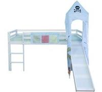 Lit D'Enfant Superposé 90x200 Mezzanine avec Toboggan Cadre de Bois Homestyle4u