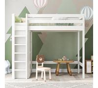 Lit Enfant 90x200 cm,Modern Lit Simple avec Armoire et 6 Étagères,Blanc Wood Cadre de lit, 208x110x186(BxTxH)(sans Matelas)