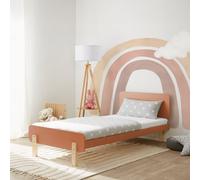 Lit Enfant 90x200 cm Sommier à Lattes Bois Rouge Lit Junior 1 Place Homestyle4u