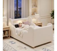 Lit Enfant 90x200 en Bou vec Veilleuse et USB, Beige, 217x100.5cm