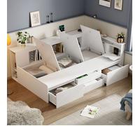 lit enfant 90x200, lit sécurisé avec rangements pratiques et design fonctionnel enfant lit combiné enfant